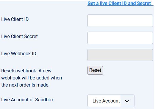 Live Client ID and Secret Fields