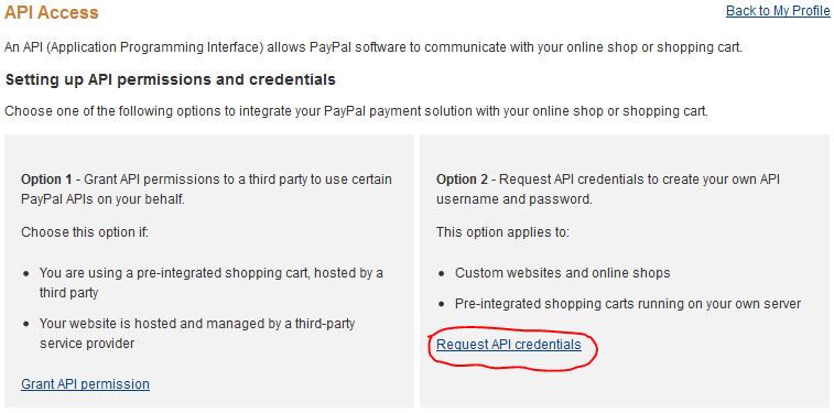 PayPal Request API Credentials