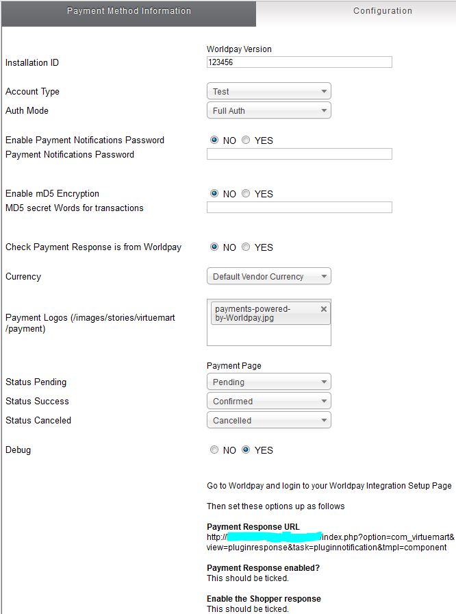 Worldpay Plugin Setup