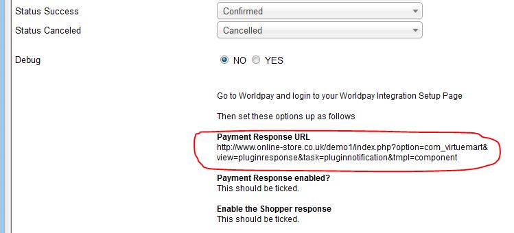 WorldPay Payments Response URL